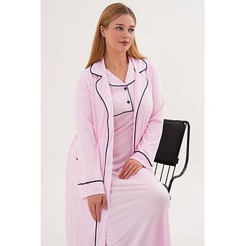 Mecit 6334 Pembe Kad�n Sabahl�kl� Gecelik Tak�m�