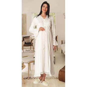 Carpediem LR 1519 Bayan Ekru 4 Par�a Hamile Lohusa Gecelik Seti