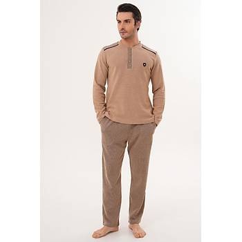 Mecit 2998 Kahve Selanik Kuma� K��l�k Erkek Pijama Tak�m�