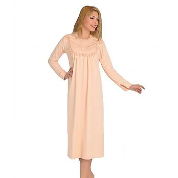 Aysu Bayan Battal Beden Penye Uzun Kol Gecelik B�y�k Kal�p