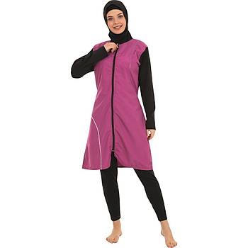 Form Angel Bayan Fermuarl� Taytl� Tam Kapal� Tesett�r Mayo 1500-6