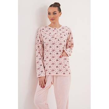 Mecit 6314 Pudra Kad�n B�y�k Beden Pijama Tak�m�
