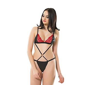 Sistina Bayan Siyah Krmz Styen Klot Takm 6585