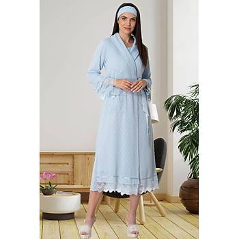 Mecit 5570 Mavi Triko Sabahl�kl� Lohusa Gecelik Tak�m