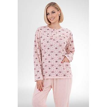 Mecit 6314 Pudra Kad�n B�y�k Beden Pijama Tak�m�