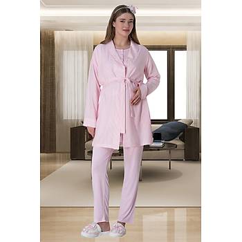 Mecit 6061 Bayan Pembe Sabahlk Gecelik Pijama Hamile Lohusa Set