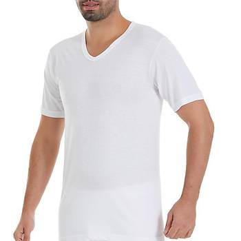 6 Adet Y�ld�z Erkek S�per �nce K�sa Kollu Fanila Atlet Beyaz 126