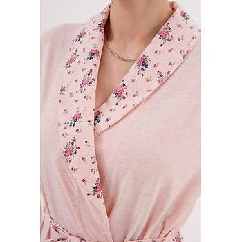 Mecit 6317 Pudra Kad�n B�y�k Beden Sabahl�kl� Pijama Tak�m�