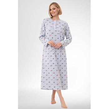 Mecit 6319 Mavi B�y�k Beden Kad�n Sabahl�k Pijama Gecelik Set