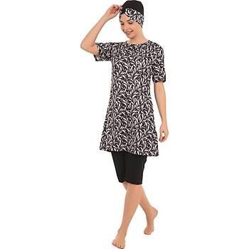 Form Angel Bayan Desenli K�sa Kollu Likral� Tesett�r Mayo 1604-7