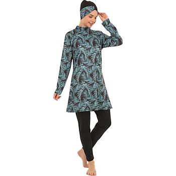 Form Angel Bayan Desenli Likral� Tam Kapal� Tesett�r Mayo 1600-19