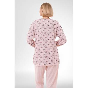 Mecit 6314 Pudra Kad�n B�y�k Beden Pijama Tak�m�
