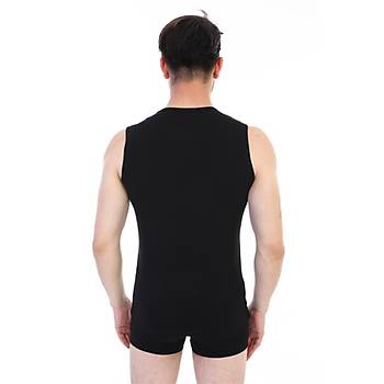 6 Adet �ift Kaplan Elastanl� V Yaka Kolsuz Atlet Renkli 924
