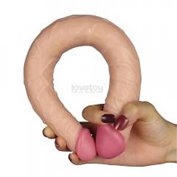 Realistik Double ift Tarafl Ten Rengi Dildo 37 Cm