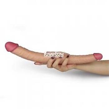 Realistik Double ift Tarafl Ten Rengi Dildo 37 Cm
