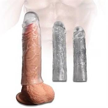 3lü Penis Kýlýfý Set Ucu Dolgulu Uzatmalý Prezervatif Dildo Penis
