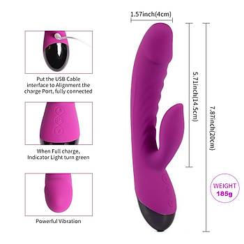G-Spot ve Klitoris Ayn Anda Tetikleme Ozelligine Sahip Titresimli Vibrator