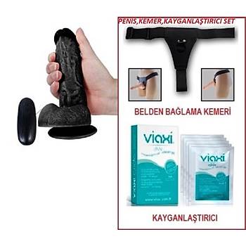 Belden baglamali 10 Fonksiyonlu Titreimli Zenci Penis Realistic 17.5Cm