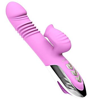 Leten İleri Geri Hareketli G-Spot ve Klitoris Uyarıcılı Titreşimli Lüks Vibratör