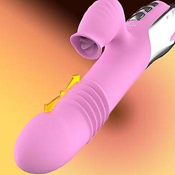 Leten İleri Geri Hareketli G-Spot ve Klitoris Uyarıcılı Titreşimli Lüks Vibratör
