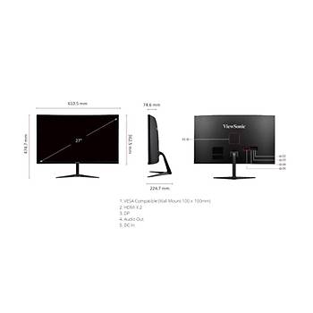ViewSonic 27 VX2718-2KPC-MHD QHD 2560X1440 1MS 165HZ2XHDMI DP 1500R CURVED FREESYNC GAMING MONTR