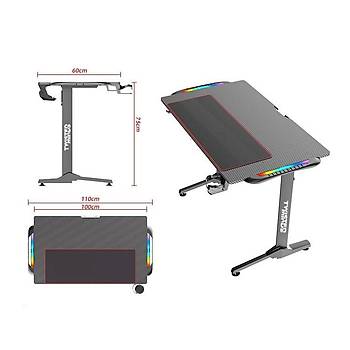 TWISTED MINDS T DESIGN TM-T-1060-RGB KARBON FBER E-SPOR OYUNCU MASASI