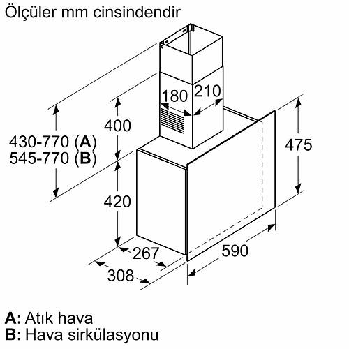 Bosch DWF65AJ70T Gri Dz Davlumbaz