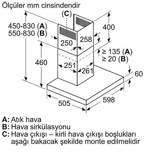 Profilo Duvar Tipi DVB6K770 Davlumbaz 60cm Dark Slver