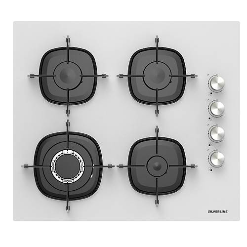 Silverline CS5629W01 Beyaz Cam Ankastre Ocak Woklu