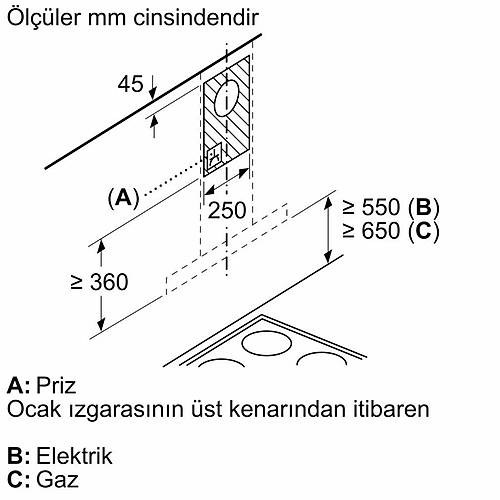 Profilo Duvar Tipi DVB6K760 Davlumbaz 60 cm Siyah