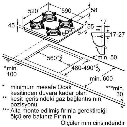 Profilo OO36P6O10D Siyah Cam Ankastre Ocak