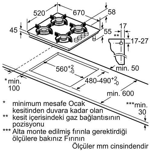 Profilo OO37P2O12D Gazl Ocak 67cm-Beyaz
