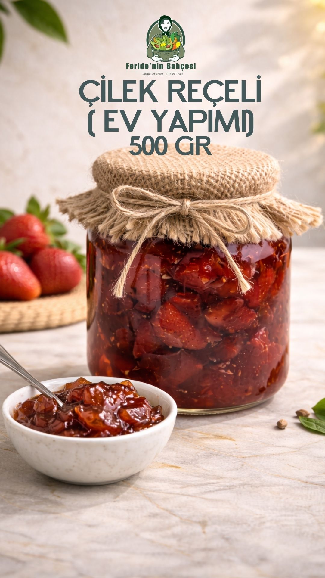 ÇİLEK REÇELİ (EV YAPIMI) 500gr