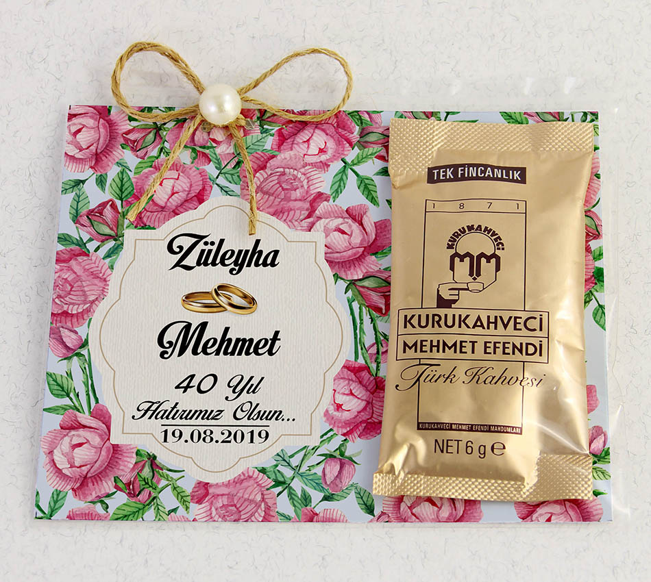 İnci Süslemeli Kahve &Kına, Söz, Nişan, Hediyesi Gül Çerçeveli