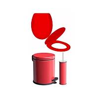 Tisa Kırmızı Thermoplast Klozet Kapağı ve Çöp Kovası Seti