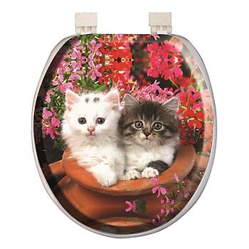 Softy Classic Desenli Yumuak Klozet Kapa Beyaz - 1165