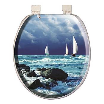 Softy Classic Desenli Yumuak Klozet Kapa Beyaz - 3075