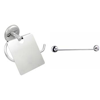 Banyo Aksesualar - Krom - Kapakl Tuvalet Katlk + Uzun Havluluk