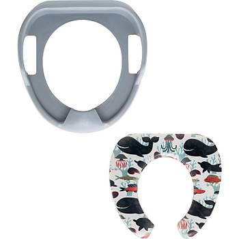 Softy Jumbo Kids - Bebek / ocuk Klozet Kapa Adaptr - Gri - Balina