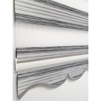 BBB Geni Pliseli Renk Geili Gri Zebra Stor Perde MZ297