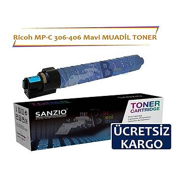 Ricoh MP C 306 406 Mavi Muadil Toner 9500 sayfalýk