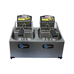 Armeka 3+3 Litre �ift Hazneli Elektrikli Kapakl� Frit�z Sanayi Tipi