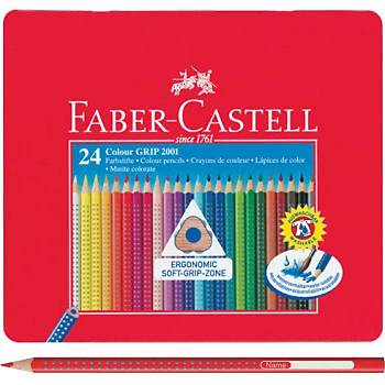 Faber Castell 24 Renk Grip Kuru Boya (water-soluble) Teneke