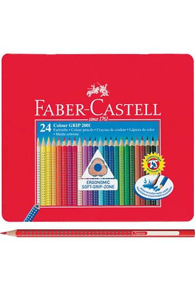 Faber Castell 24 Renk Grip Kuru Boya (water-soluble) Teneke