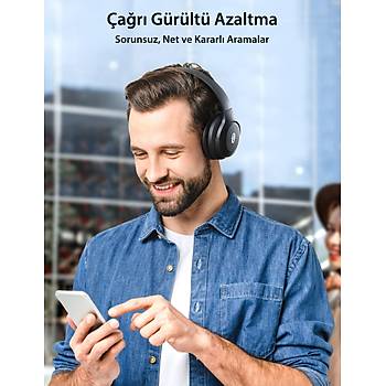 40 mm Srcl Kafast Bluetooth Kulaklk 20 Saat Mzik BT 5.3 Siyah
