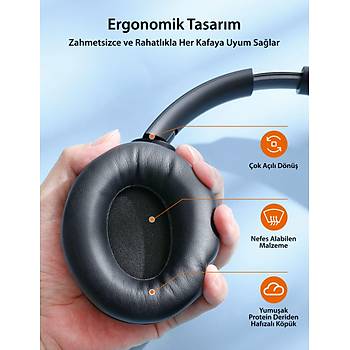 40 mm Srcl Kafast Bluetooth Kulaklk 20 Saat Mzik BT 5.3 Siyah