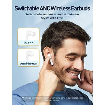 ANC Mikrofonlu 5.3 Bluetooth Kulaklk Beyaz