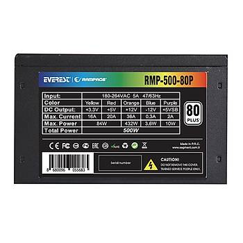 RAMPAGE RMP-500-80P 500W 80 PLUS 12CM FAN AKTF PFC POWER SUPPLY