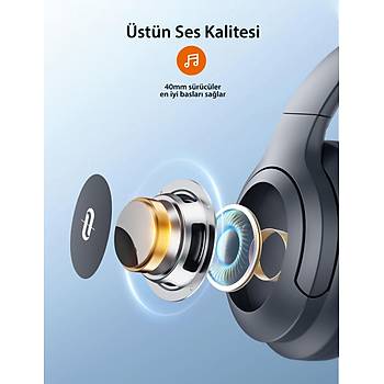 40 mm Srcl Kafast Bluetooth Kulaklk 20 Saat Mzik BT 5.3 Siyah