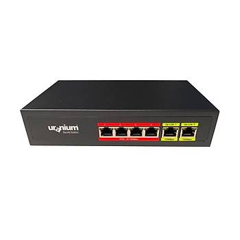URANIUM POE-4002-48W 4 PORT 10/100 + 2 PORT 10/100 RJ45 UPLINK WATCH-DOG POE SWITCH(REALTEK CHIPSET)